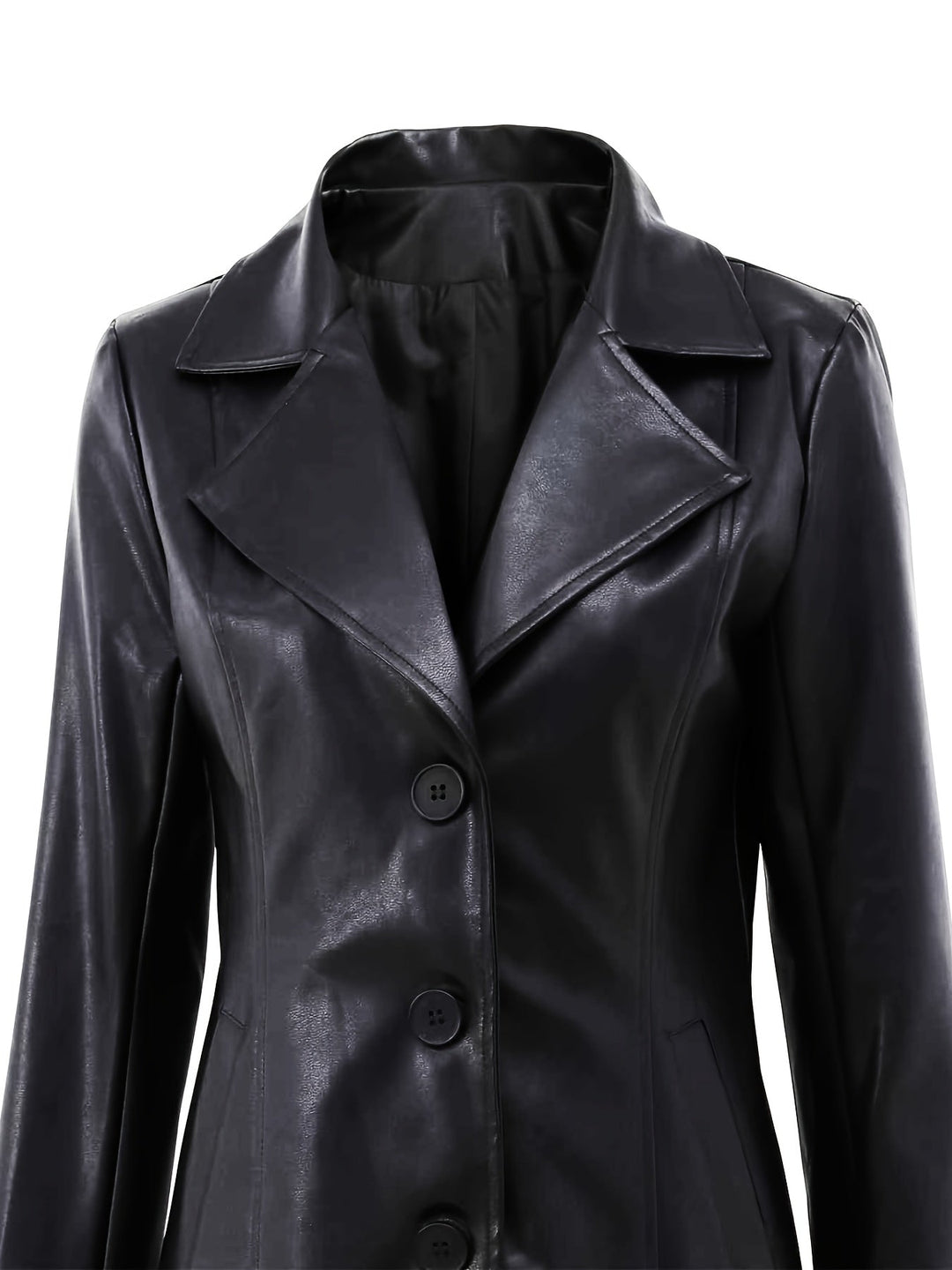 Zephyra | Damen Leder-Wintermantel Slim Fit Midi - Black - Image 5