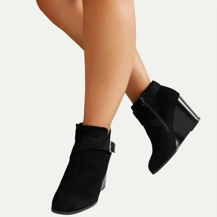 Zilveka | Damen Keilabsatz Stiefeletten Schwarz - Black - Image 2