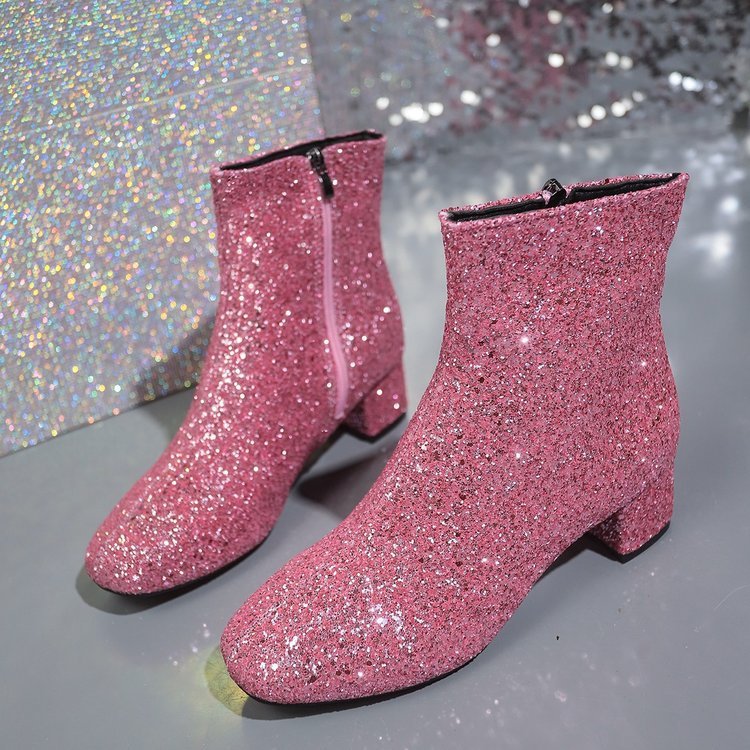 Zolvaine | Damen Glitzer Stiefeletten Blockabsatz - Image 10