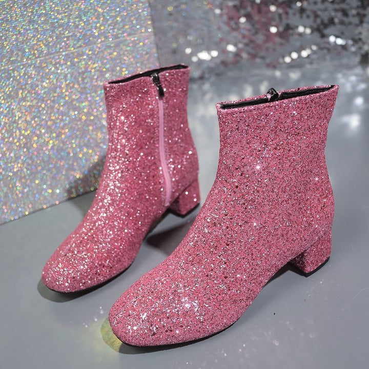 Zolvaine | Damen Glitzer Stiefeletten Blockabsatz - Image 10